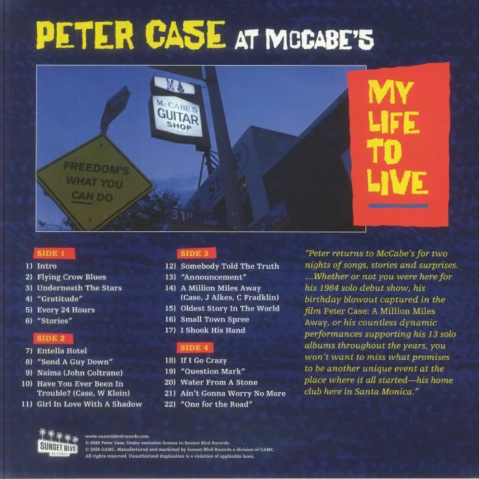 Back cover — Peter CASE — My Life To Live: Peter Case At Mccabe's