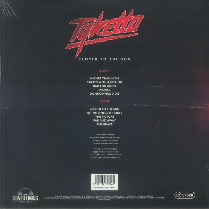 Back cover — TYKETTO — Closer To The Sun