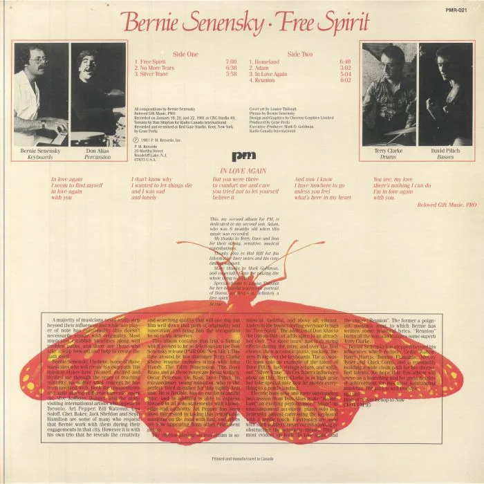 Обратная сторона обложки — Bernie SENENSKY — Free Spirit (reissue)