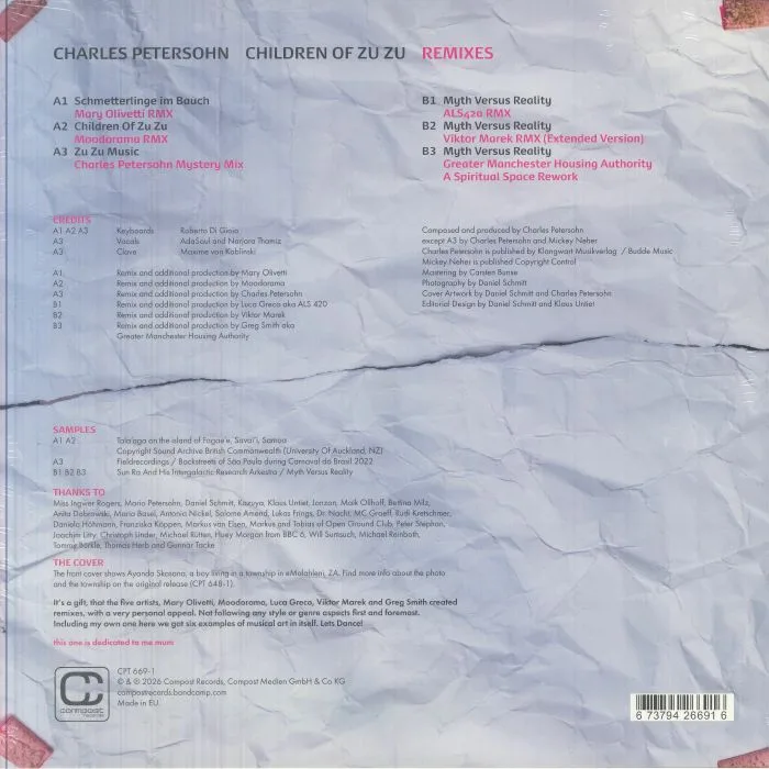 Обратная сторона обложки — Charles PETERSOHN — Children Of Zu Zu (remixes)