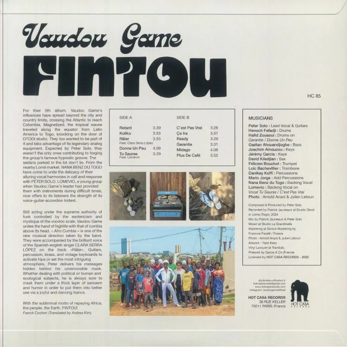 Обратная сторона обложки — VAUDOU GAME — Fintou