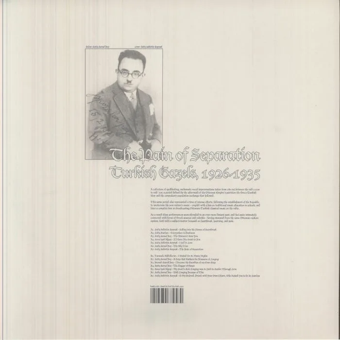 Обратная сторона обложки — VARIOUS — The Pain Of Separation: Turkish Gazels 1926-1935