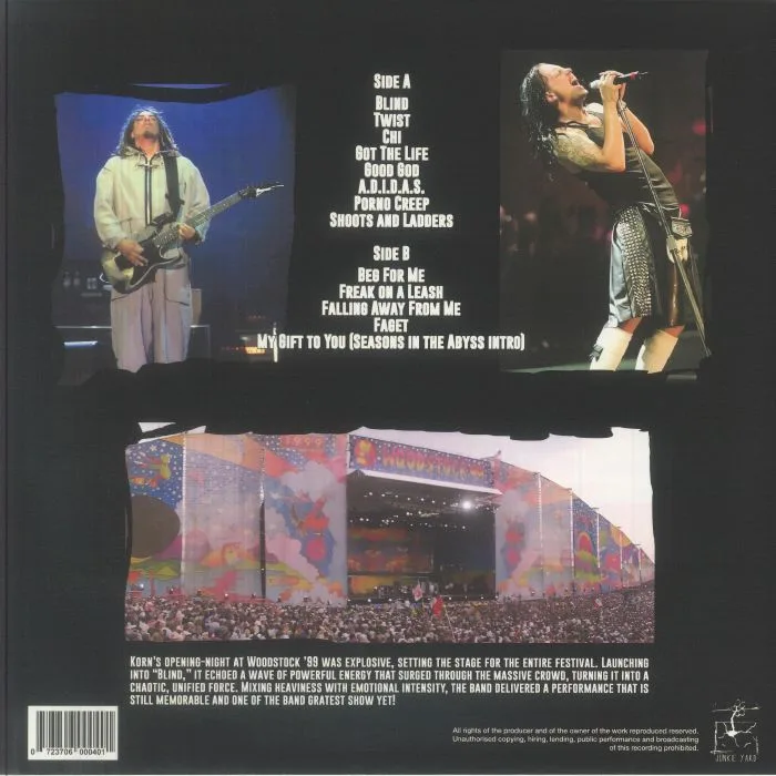 Back cover — KORN — Live At Woodstock '99