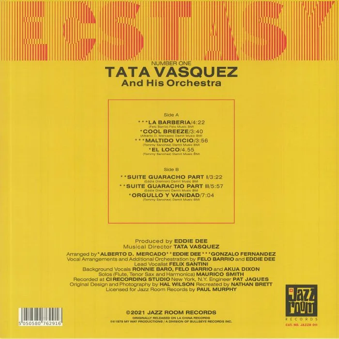 Обратная сторона обложки — Tata VASQUEZ & HIS ORCHESTRA — Ecstasy