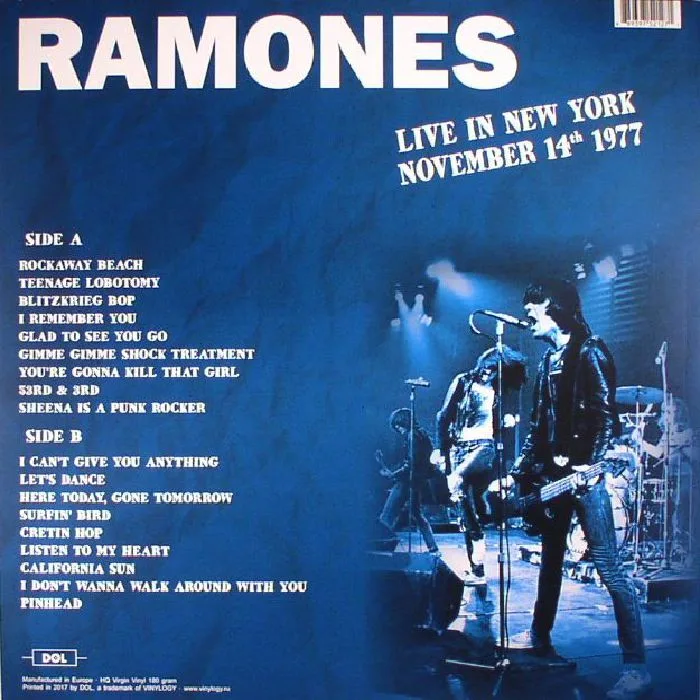 Обратная сторона обложки — RAMONES — Live In New York November 14th 1977