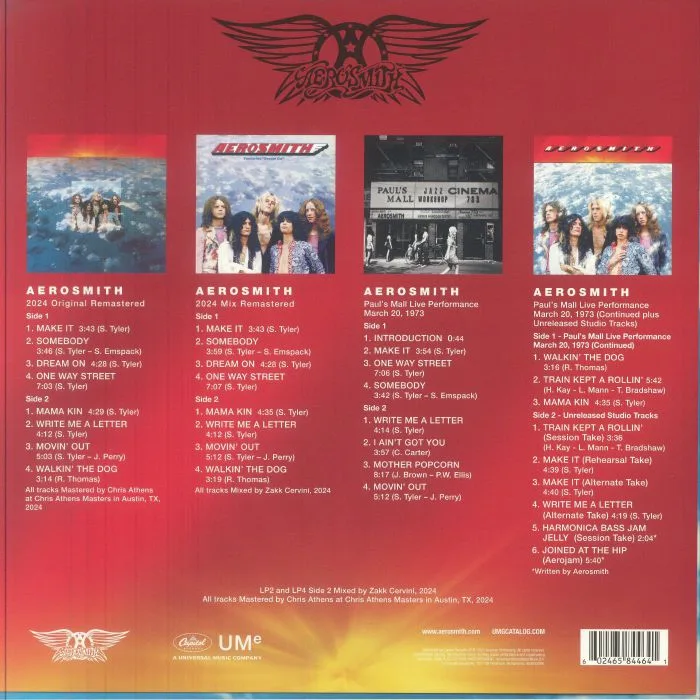 Back cover — AEROSMITH — Aerosmith (Legendary Deluxe Edition)