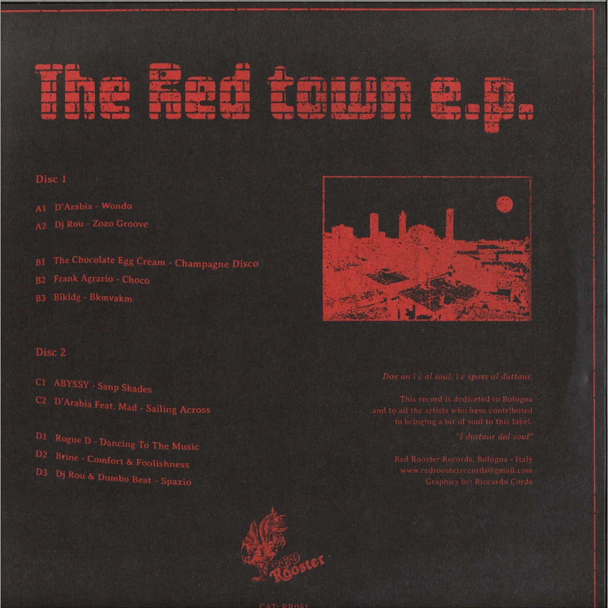 Обратная сторона обложки — Various — The Red Town EP 2x12"