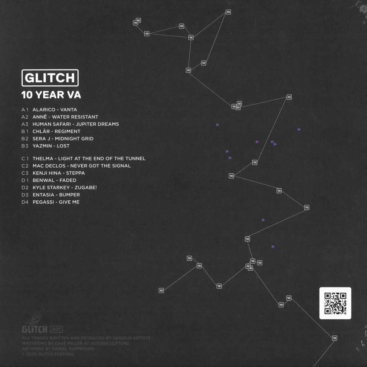 Обратная сторона обложки — Various — Glitch 10 year VA 2x12"