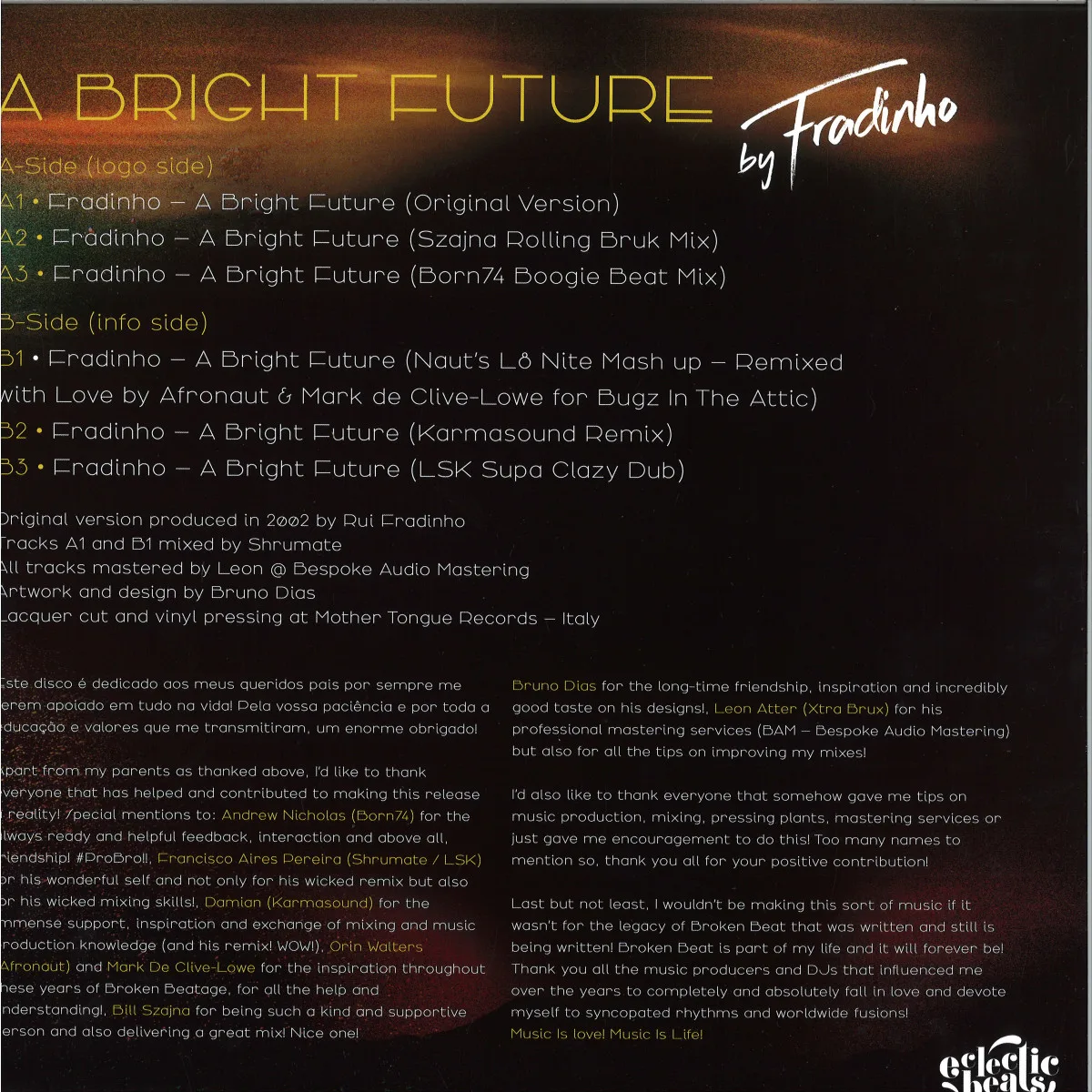 Обратная сторона обложки — Fradinho — A Bright Future