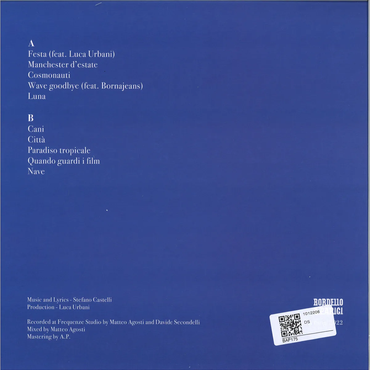 Обратная сторона обложки — Castelli — Anni Venti LP