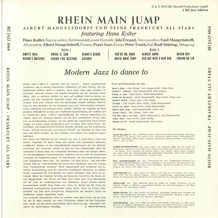 Back cover — Albert MANGELSDORFF / FRANKFURT ALL STARS — Rhein Main Jump