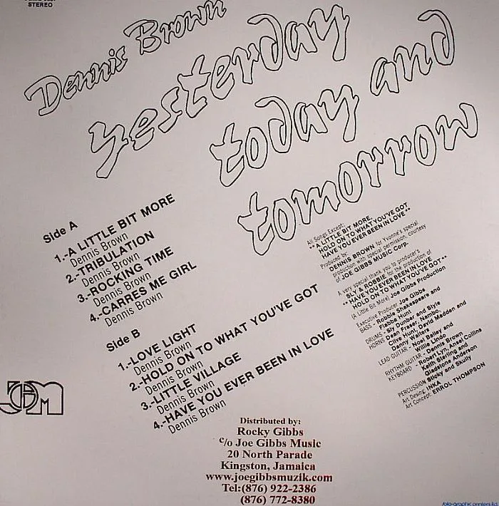 Обратная сторона обложки — Dennis BROWN — Yesterday Today & Tomorrow (reissue)