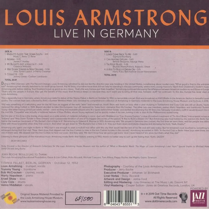 Back cover — Louis ARMSTRONG — Live In Germany
