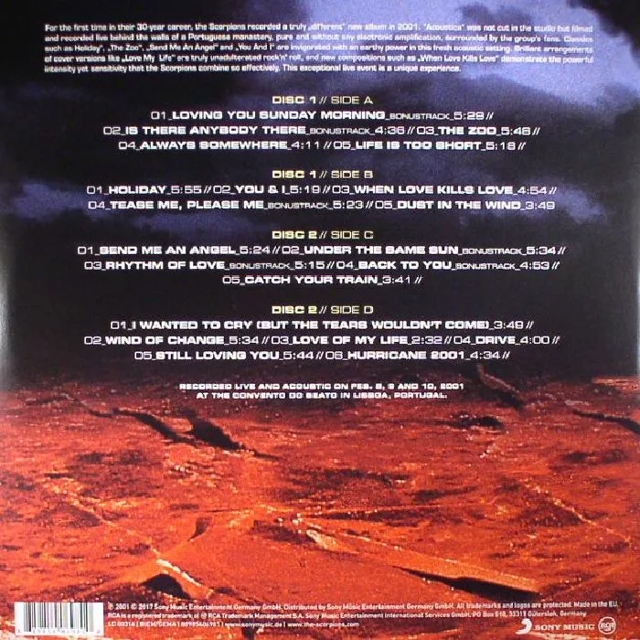Back cover — SCORPIONS — Acoustica