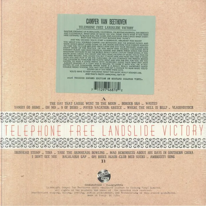 Back cover — CAMPER VAN BEETHOVEN — Telephone Free Landslide Victory (reissue)