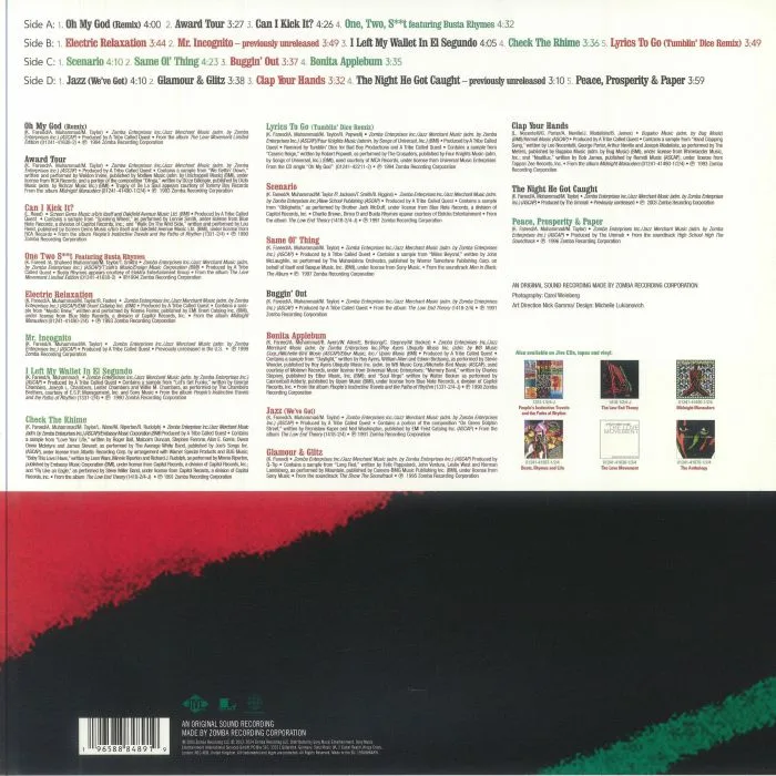 Обратная сторона обложки — A TRIBE CALLED QUEST — Hits Rarities & Remixes (reissue)