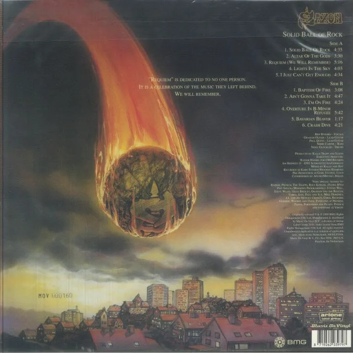 Back cover — SAXON — Solid Ball Of Rock