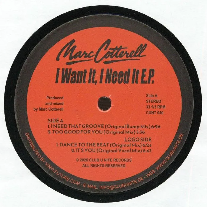 Лицевая сторона обложки — Marc COTTERELL — I Want It I Need It EP