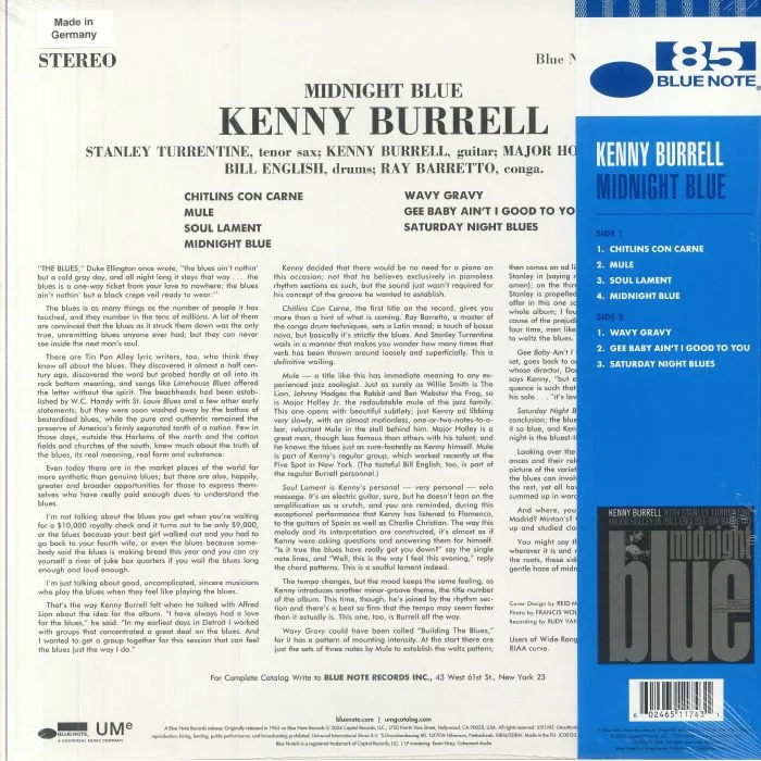 Back cover — Kenny BURRELL — Midnight Blue (Blue Vinyl Series)