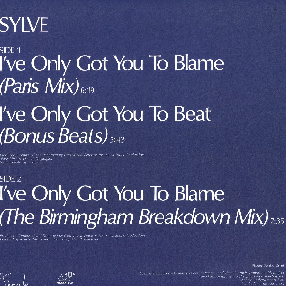 Back cover — Sylve — I’ve Only You To Blame