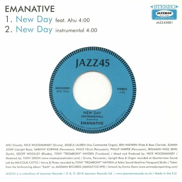 Back cover — EMANATIVE feat AHU — New Day