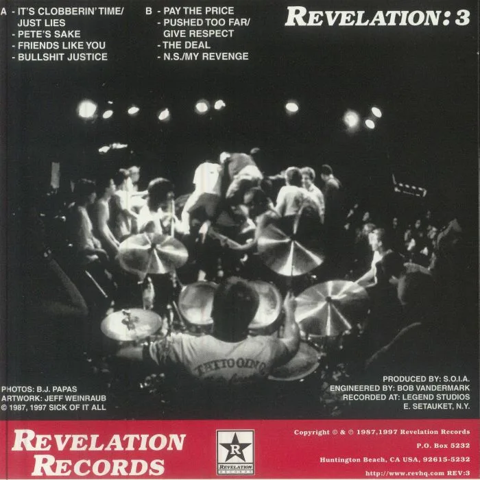 Back cover — SICK OF IT ALL — Sick Of It All (reissue)