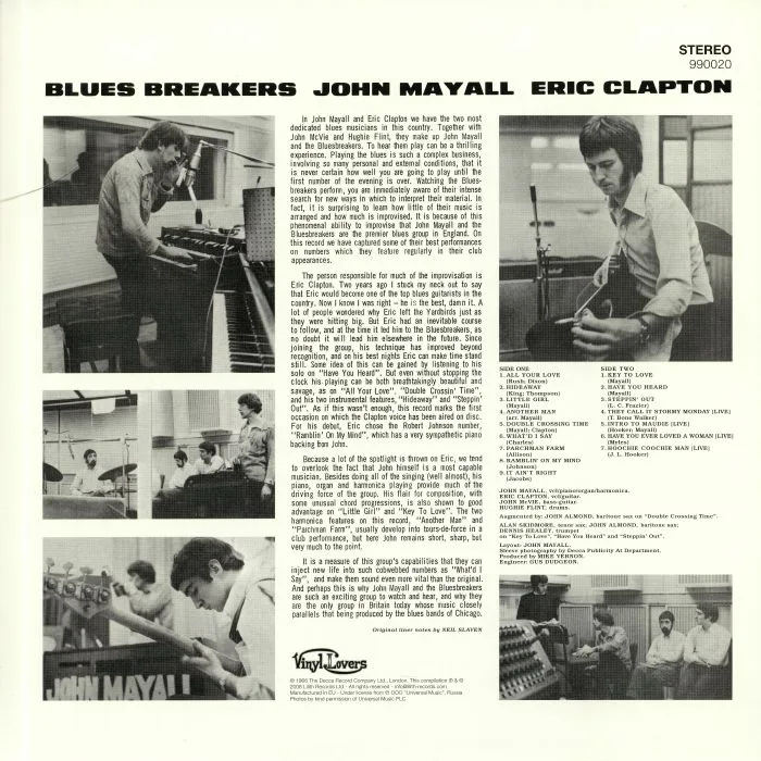 Back cover — John MAYALL with ERIC CLAPTON — Blues Breakers