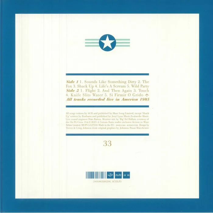 Обратная сторона обложки — A CERTAIN RATIO — Live In America: 1985 Tour (reissue)