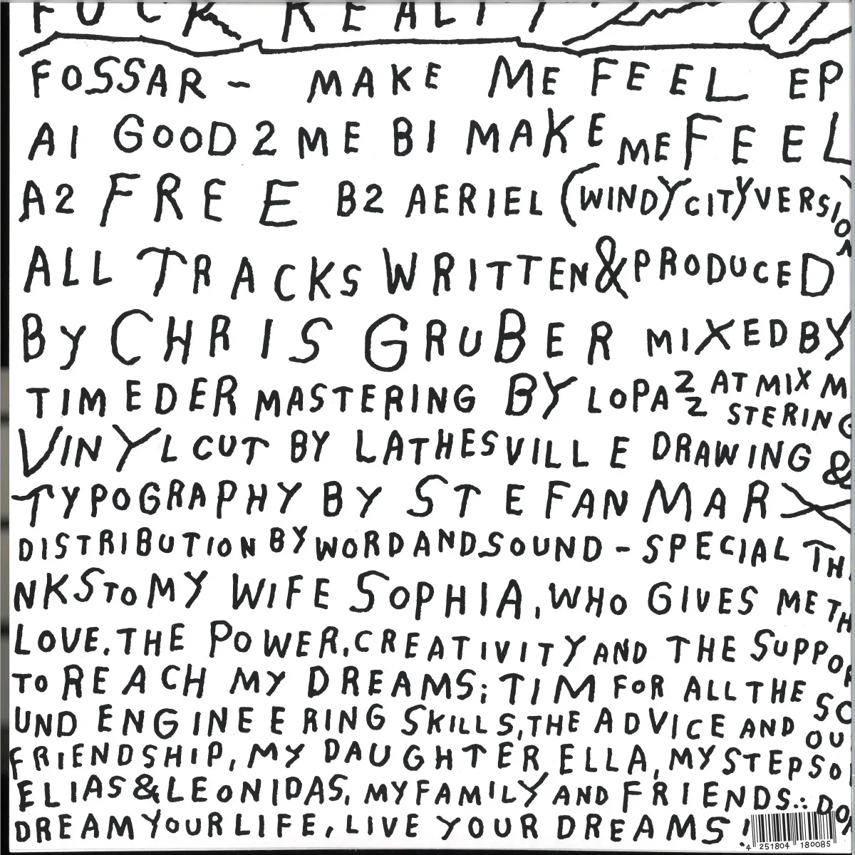 Back cover — Fossar — Make Me Feel EP