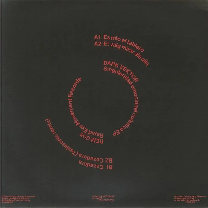 Back cover — DARK VEKTOR — Singularidad Emocional Cuantica EP (B-STOCK)