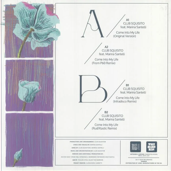 Back cover — CLUB SQUISITO feat MARINA SANTELLI — Come Into My Life (feat From P60, Infradisco & Rudi'kastic remixes)