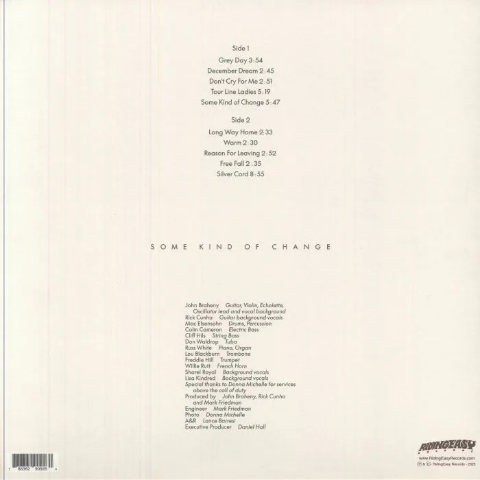 Обратная сторона обложки — John BRAHENY — Some Kind Of Change (Record Store Day RSD 2025)