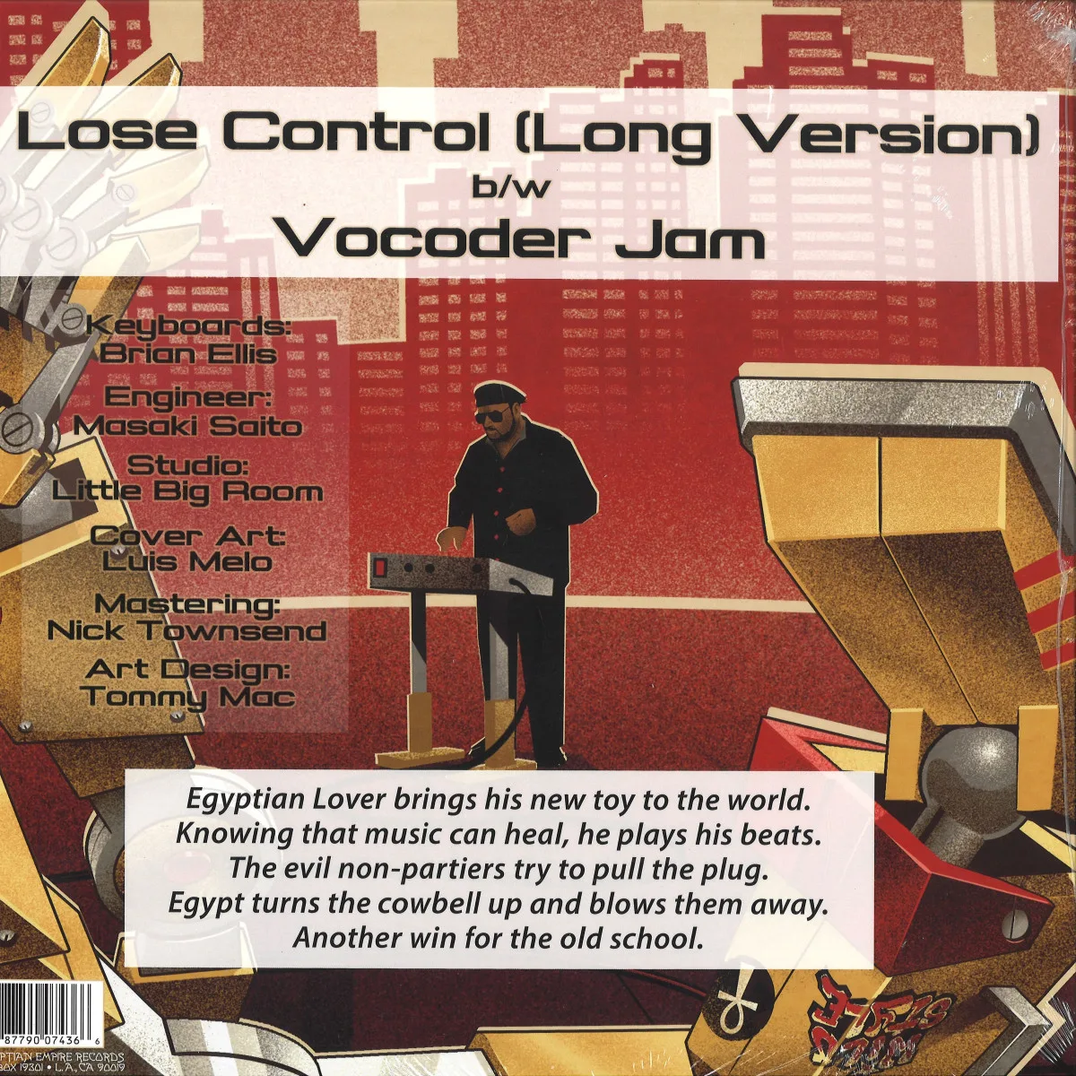 Back cover — The Egyptian Lover — Lose Control