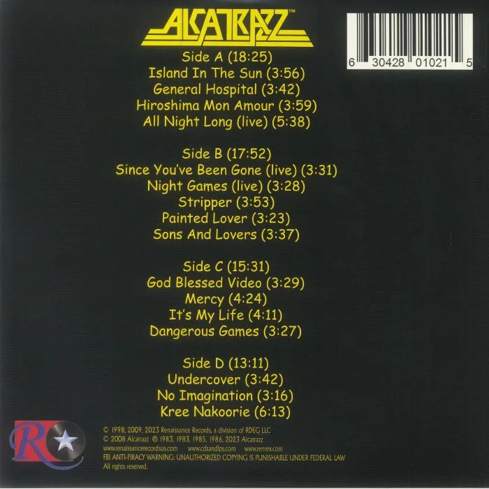 Обратная сторона обложки — ALCATRAZZ — Very Best Of