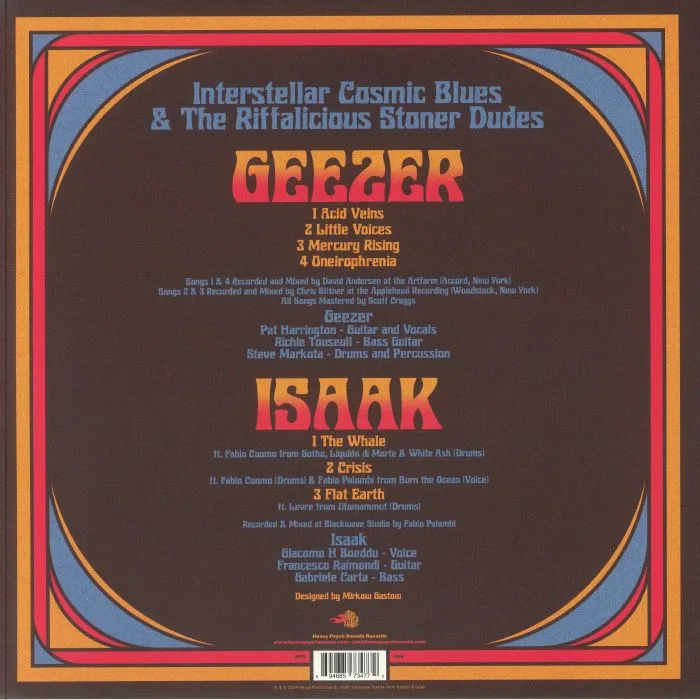 Back cover — GEEZER / ISAAK — Interstellar Cosmic Blues & The Riffalicious Stoner Dudes