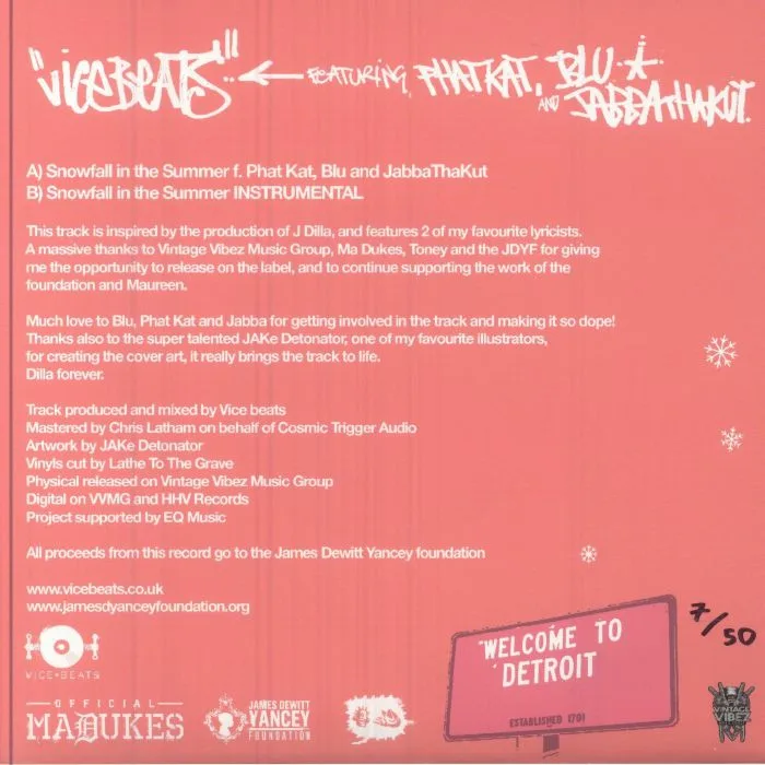 Обратная сторона обложки — VICE BEATS — Snowfall In The Summer