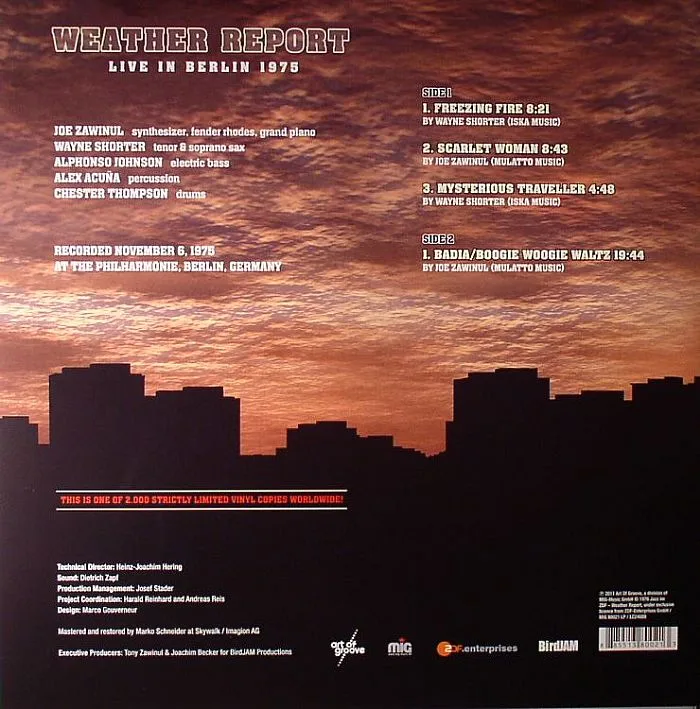 Обратная сторона обложки — WEATHER REPORT — Weather Report: Live In Berlin 1975