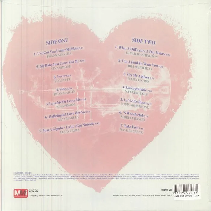 Back cover — VARIOUS — Jazz For Lovers (reissue)