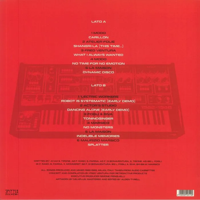 Back cover — FRED VENTURA / VARIOUS — Milano Undiscovered: Early 80s Italo Disco & Synth Pop Experiments