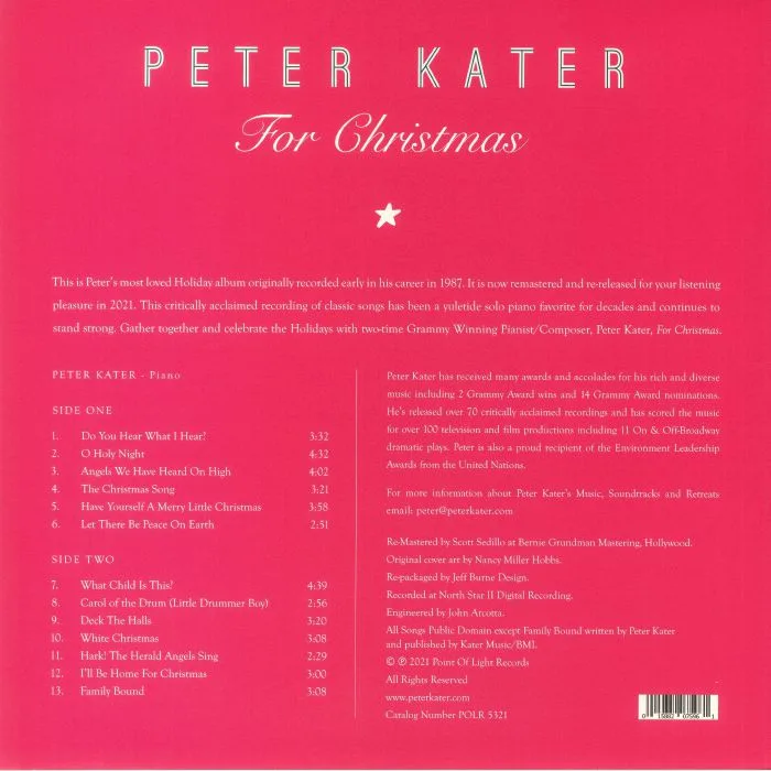 Обратная сторона обложки — Peter KATER — For Christmas