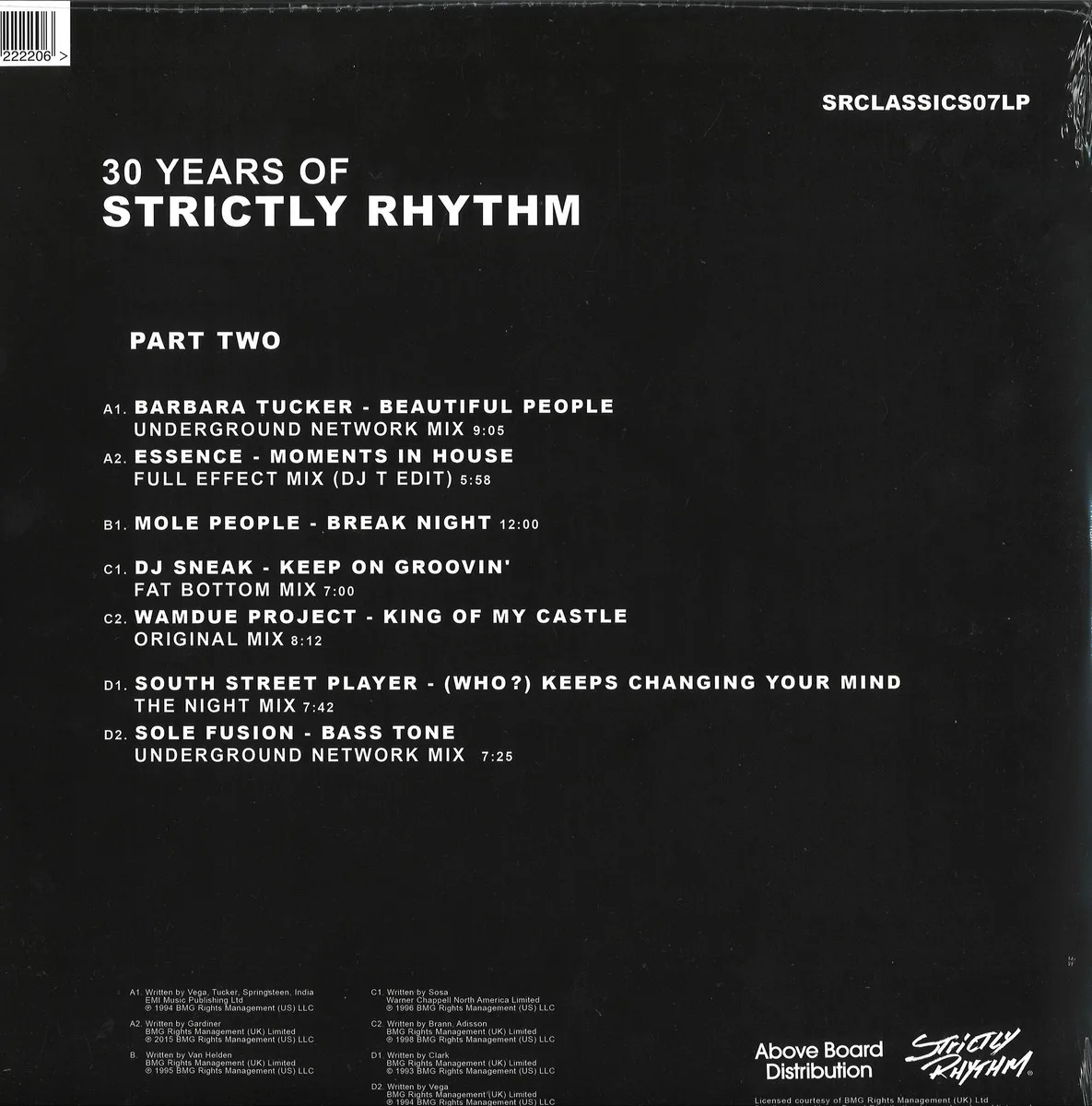 Back cover — Mole People/Dj Sneak/Wamdue Project/Sole Fusion/Various Artists — 30 Years Of Strictly Rhythm - Part Two