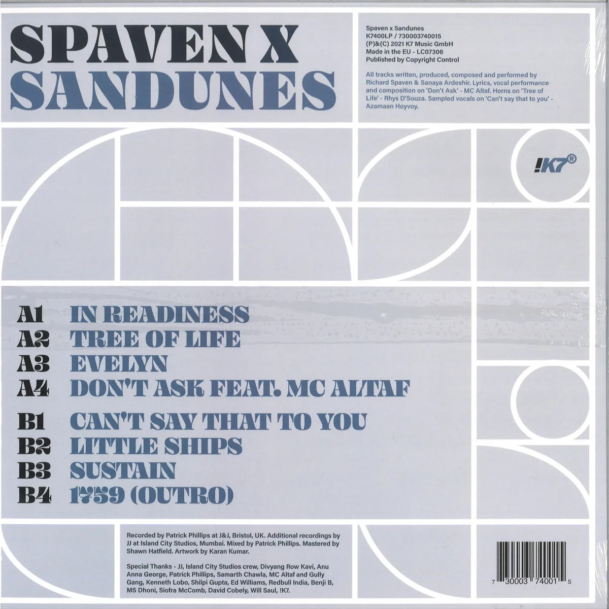 Обратная сторона обложки — Richard Spaven&Sandunes — Spaven X Sandunes