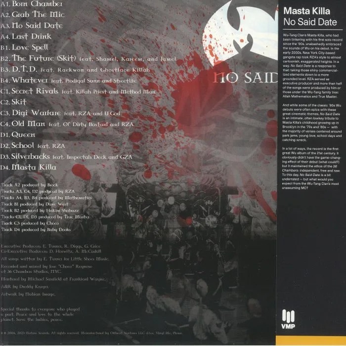 Обратная сторона обложки — MASTA KILLA — No Said Date (reissue)