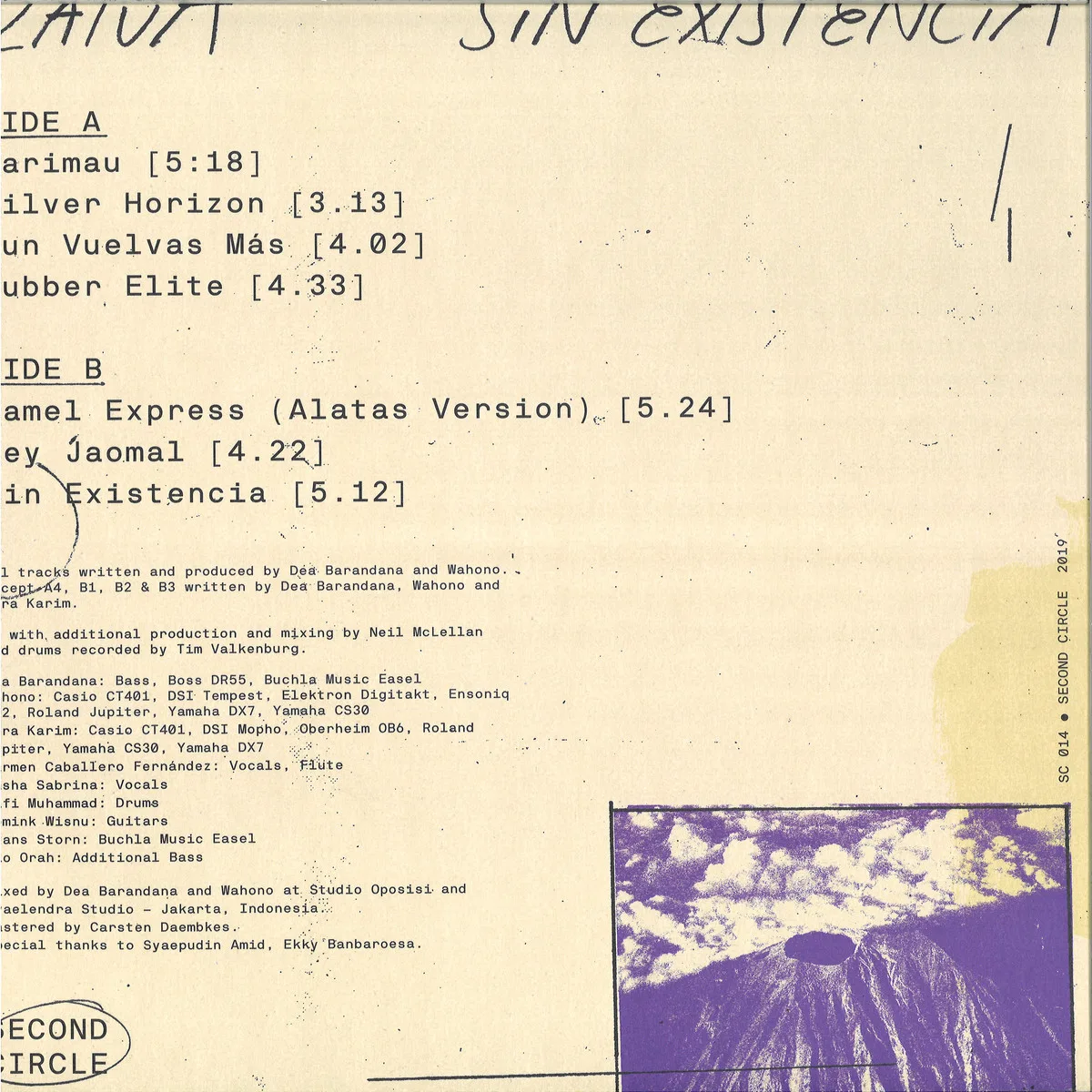 Back cover — Zatua — Sin Existencia