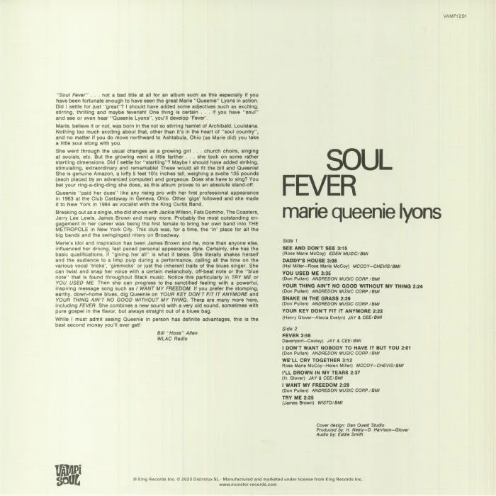 Back cover — Marie QUEENIE LYONS — Soul Fever (reissue)
