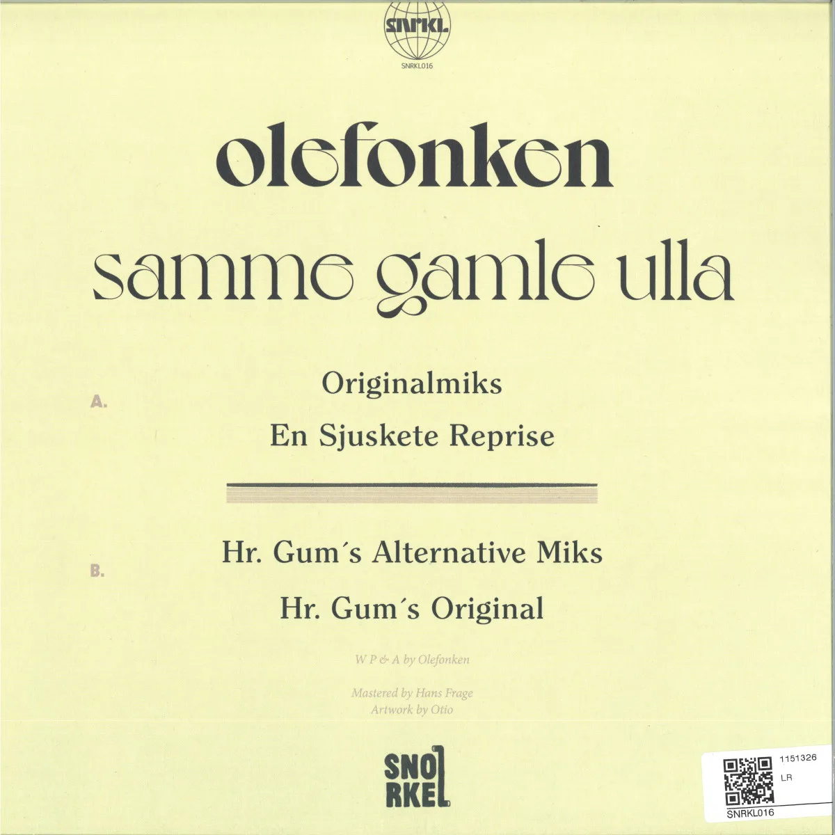 Обратная сторона обложки — Olefonken — Samme Gamle Ulla
