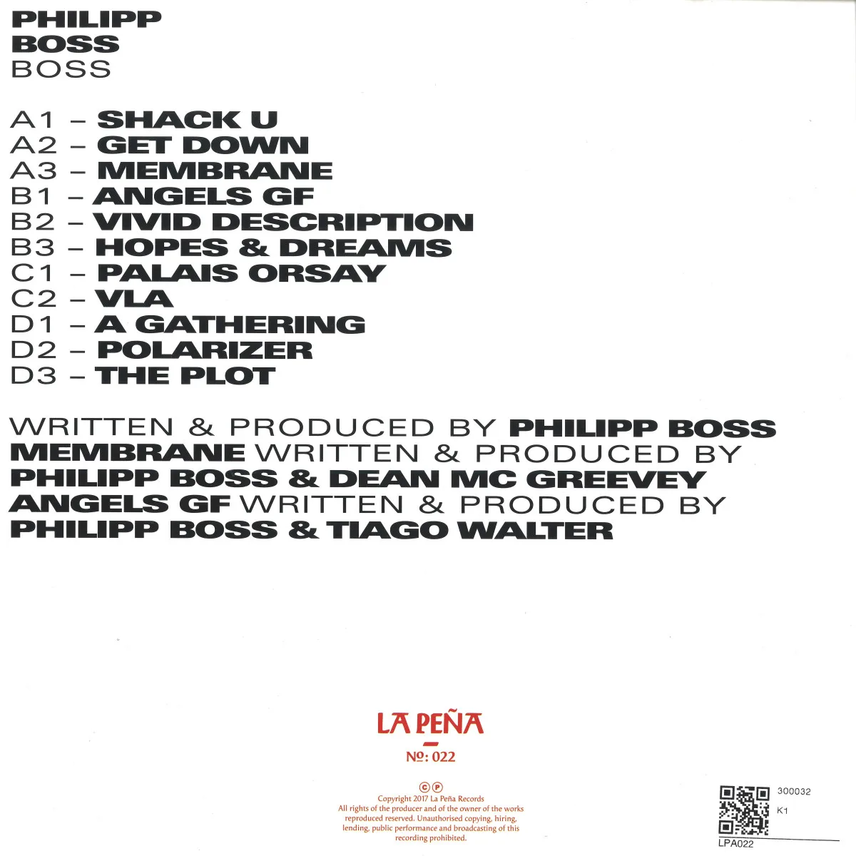 Back cover — Philipp Boss — Boss LP 2x12"