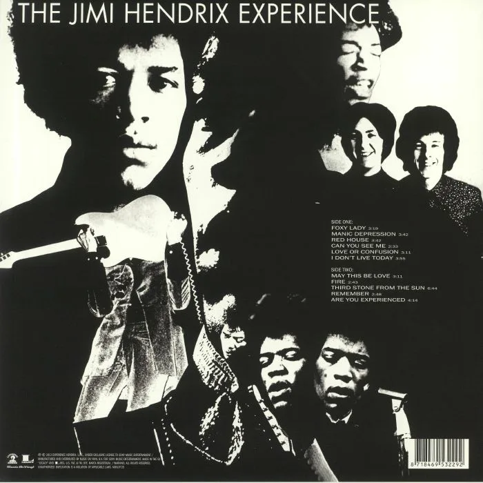 Back cover — The JIMI HENDRIX EXPERIENCE — Are You Experienced (mono) (UK sleeve)