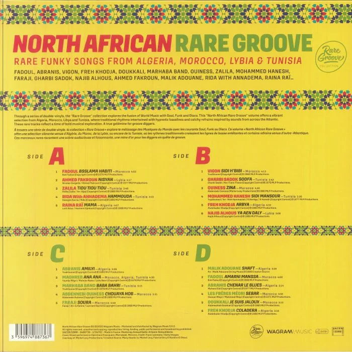 Обратная сторона обложки — VARIOUS — North African Rare Groove: Rare Funky Songs From Algeria Morocco Lybia & Tunisia