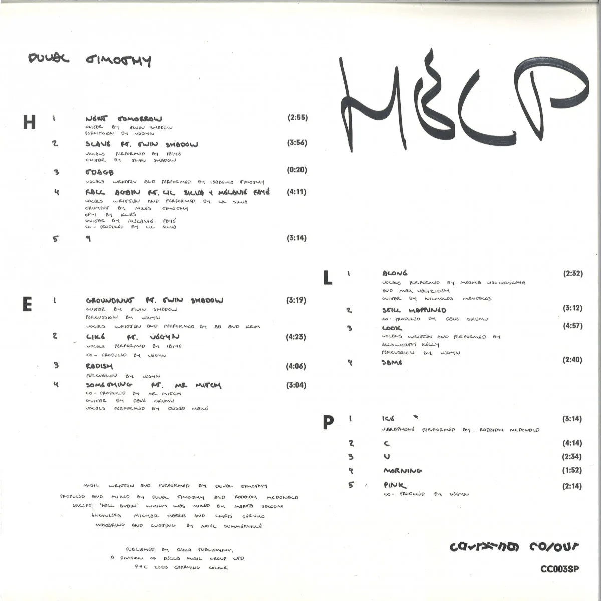Обратная сторона обложки — Duval Timothy — Help LP 2x12"
